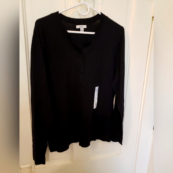 croft & barrow Sweaters - Croft & Barrow Black Petite Cardigan